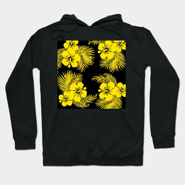 Tropical Hawaiian Design - Black & Yellow Hoodie by The Libertarian Frontier 